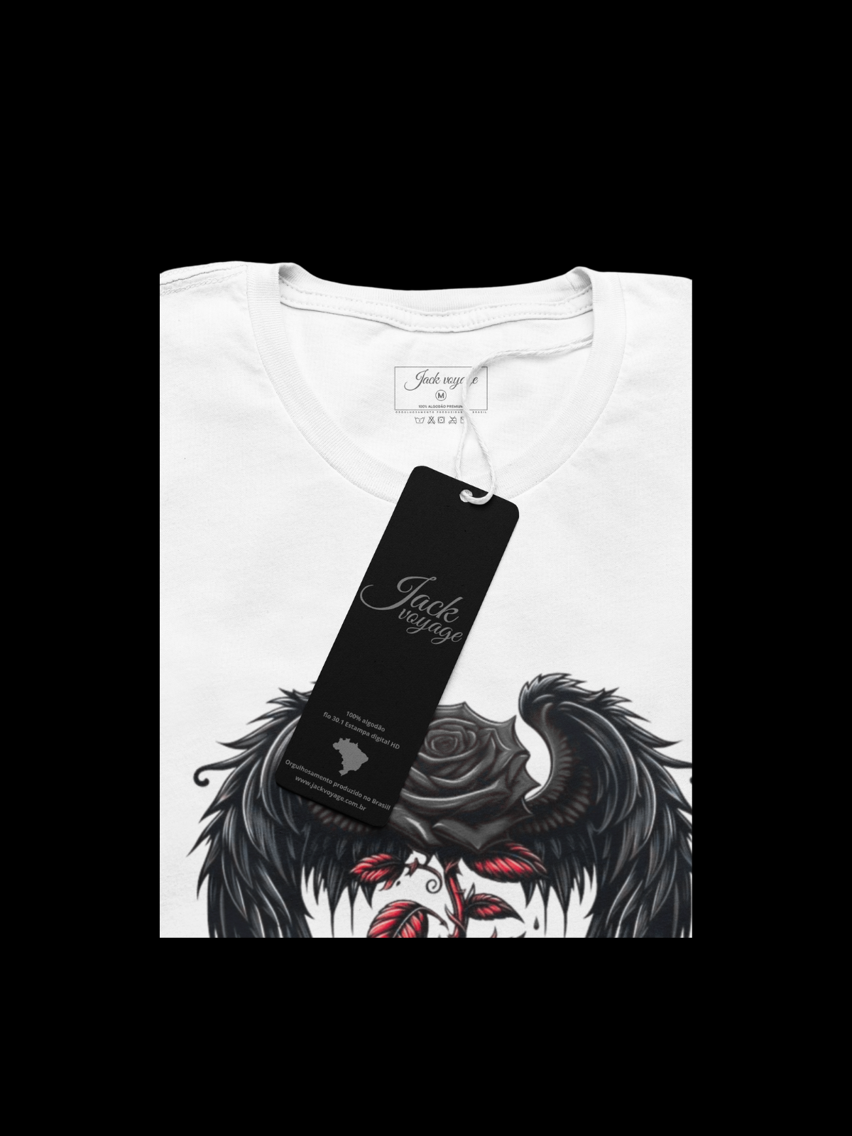 Camiseta "rosa alada black" jackvoyage®