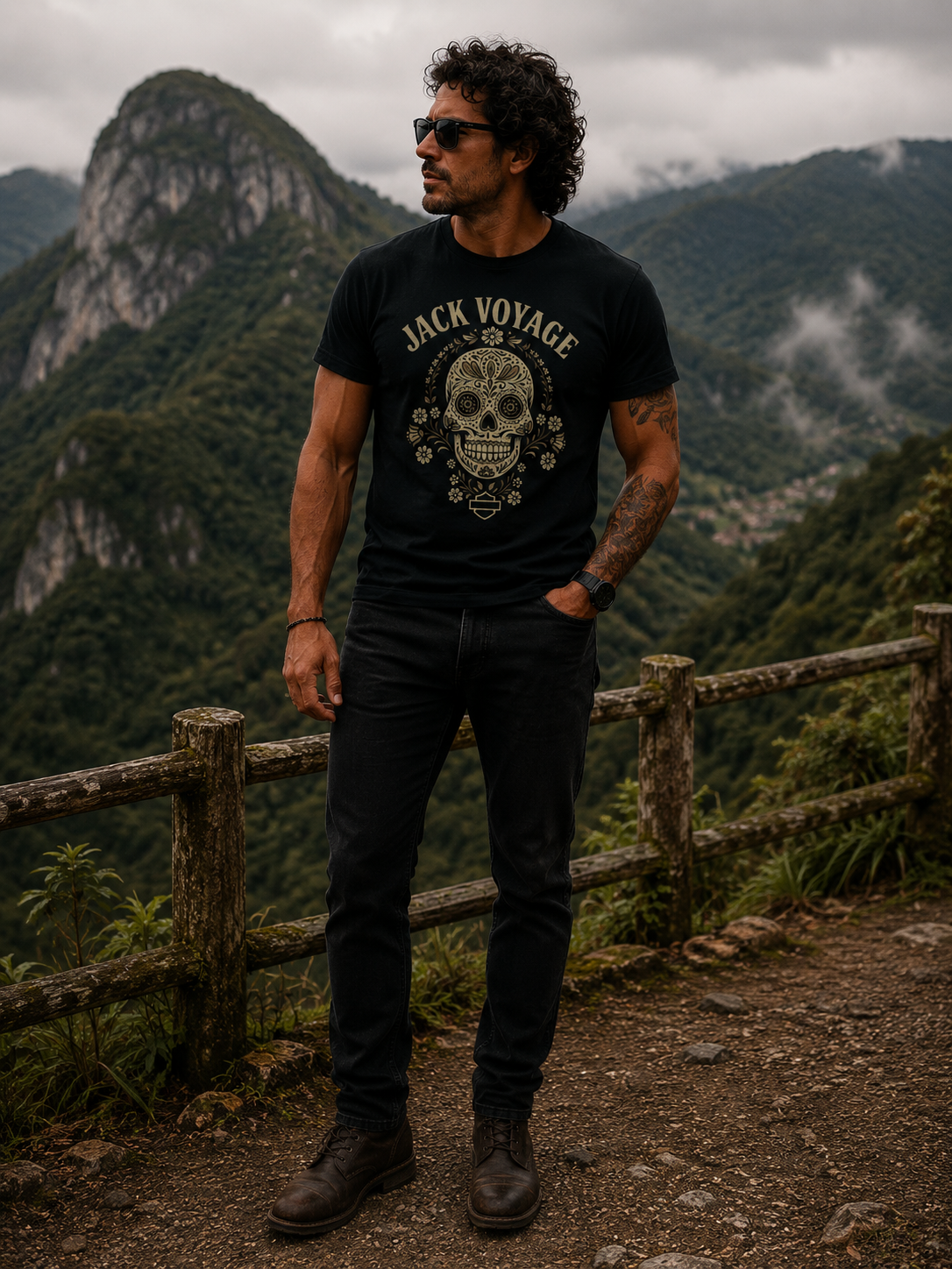 Camiseta algodão peruano jack skull