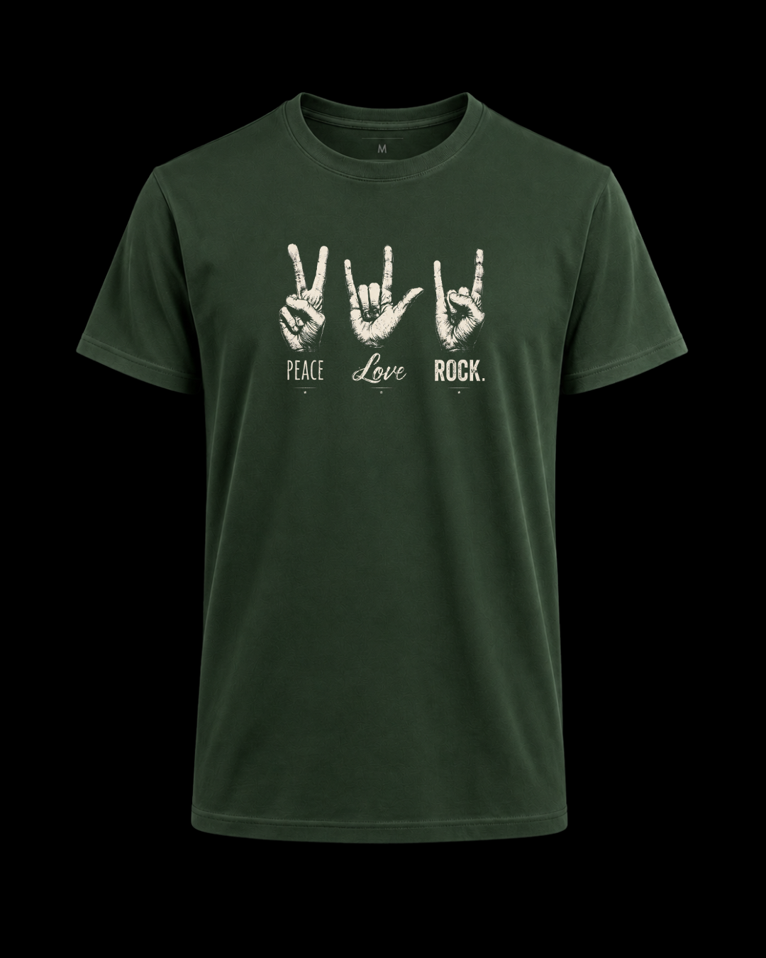 Camiseta paz amor e rock