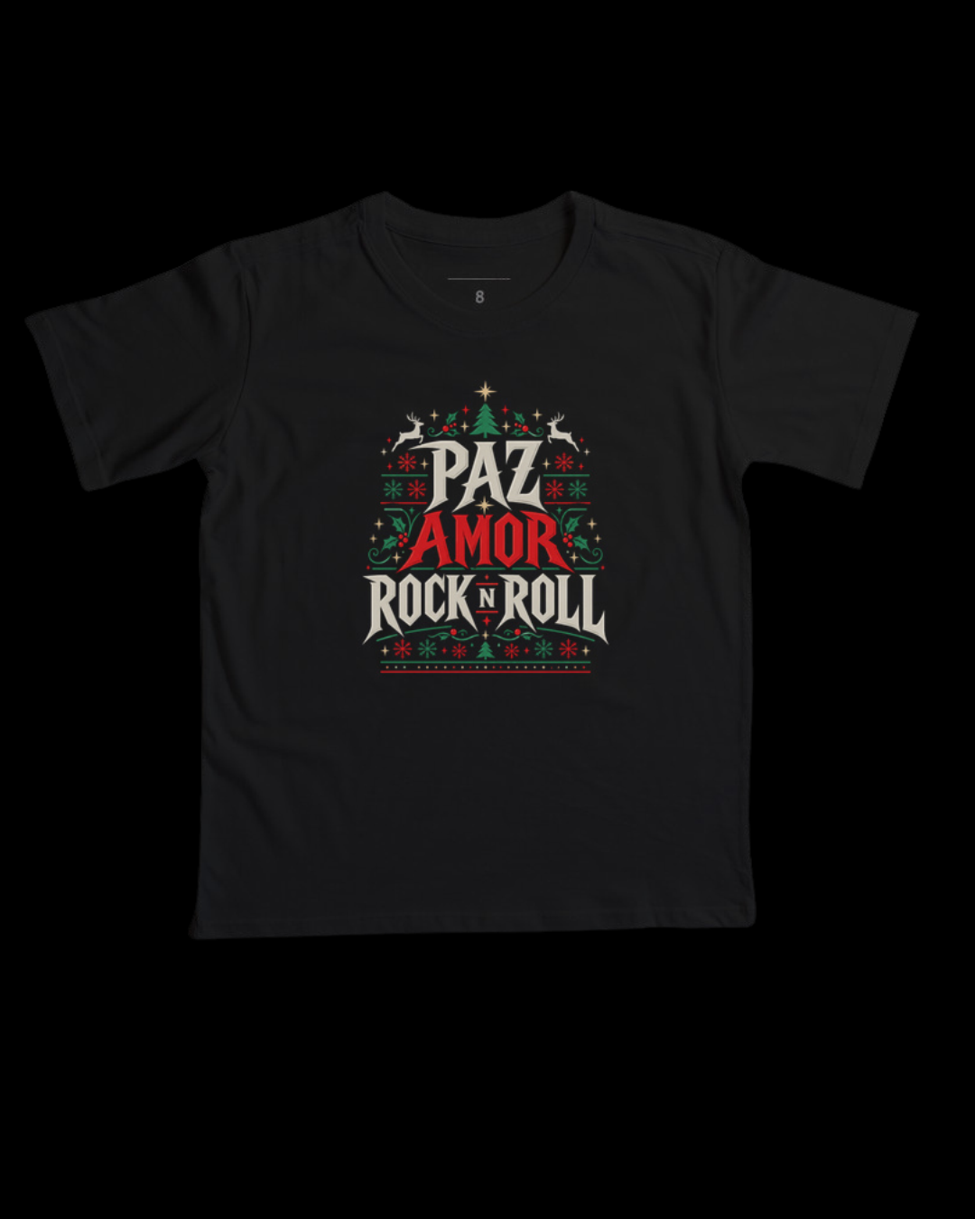 Camiseta Infantil Paz amor e rock N roll
