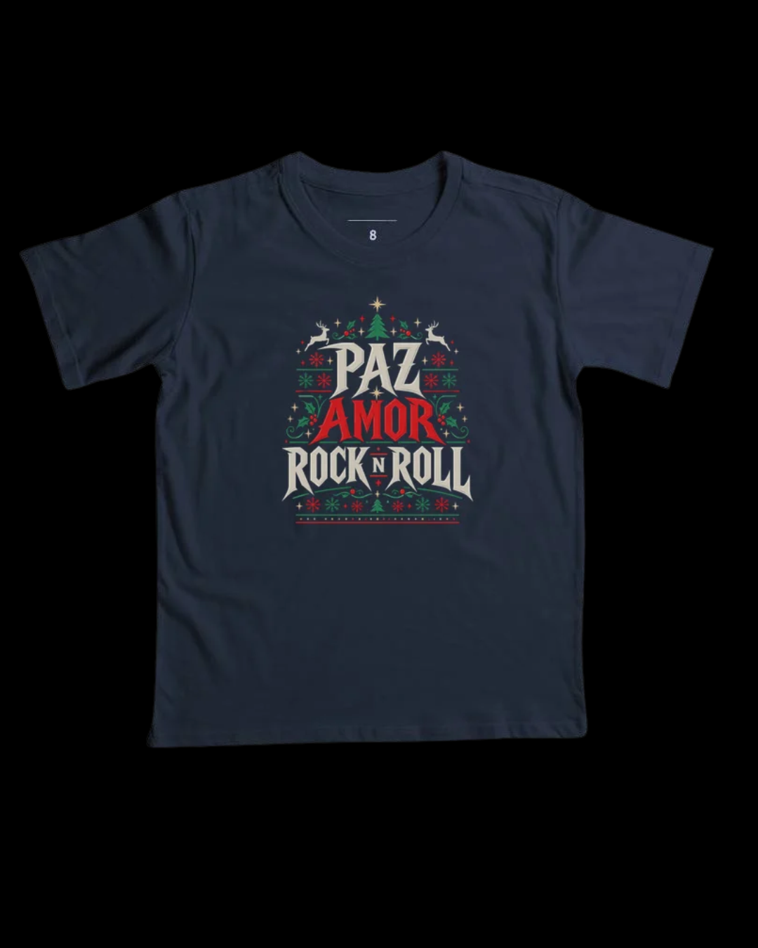 Camiseta Infantil Paz amor e rock N roll
