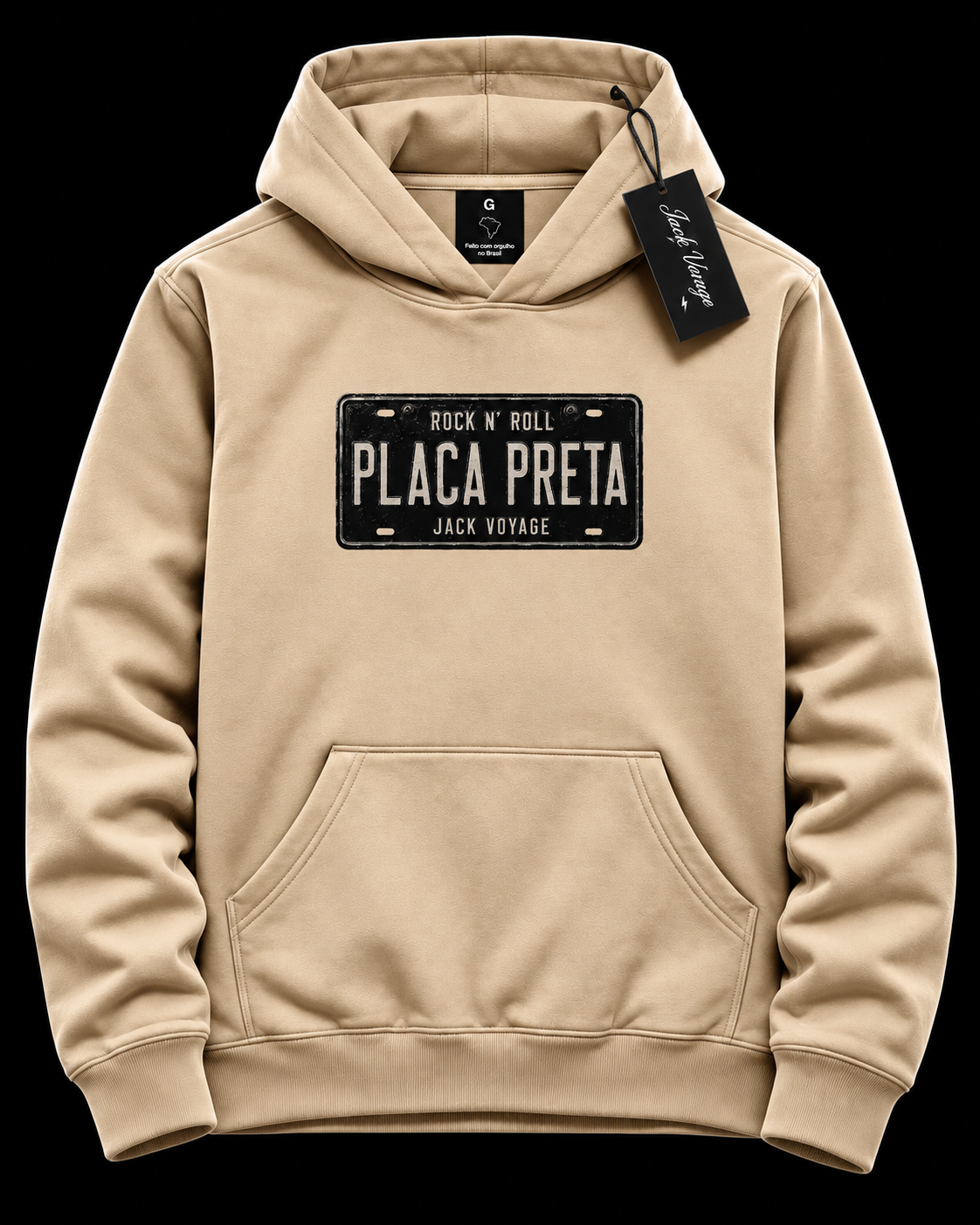 Moletom capuz placa preta