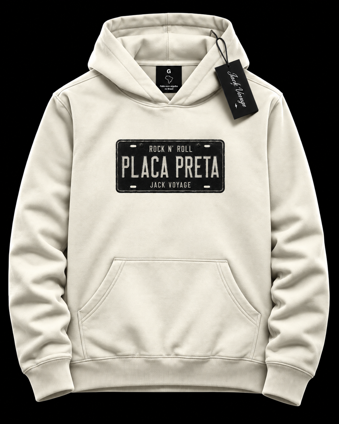 Moletom capuz placa preta