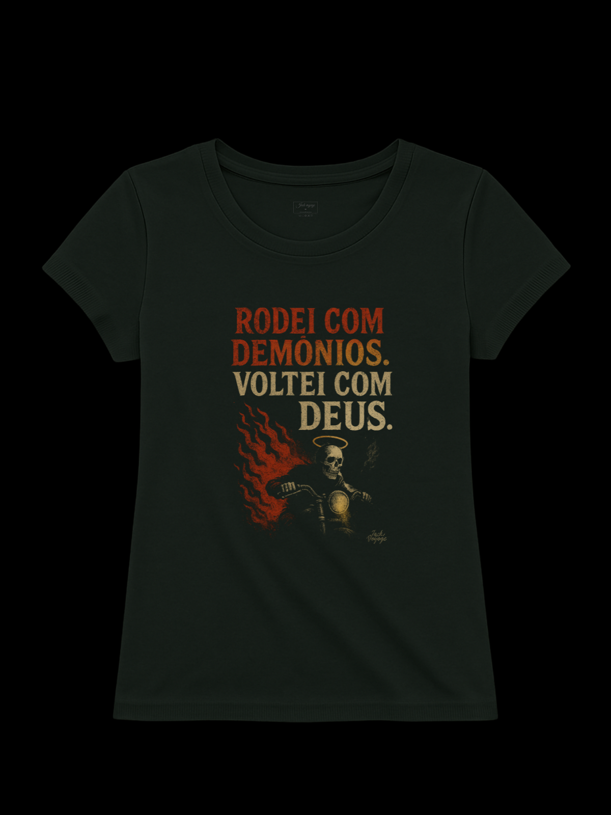 Camiseta "rodei com demônios, voltei com Deus" jackmotor©