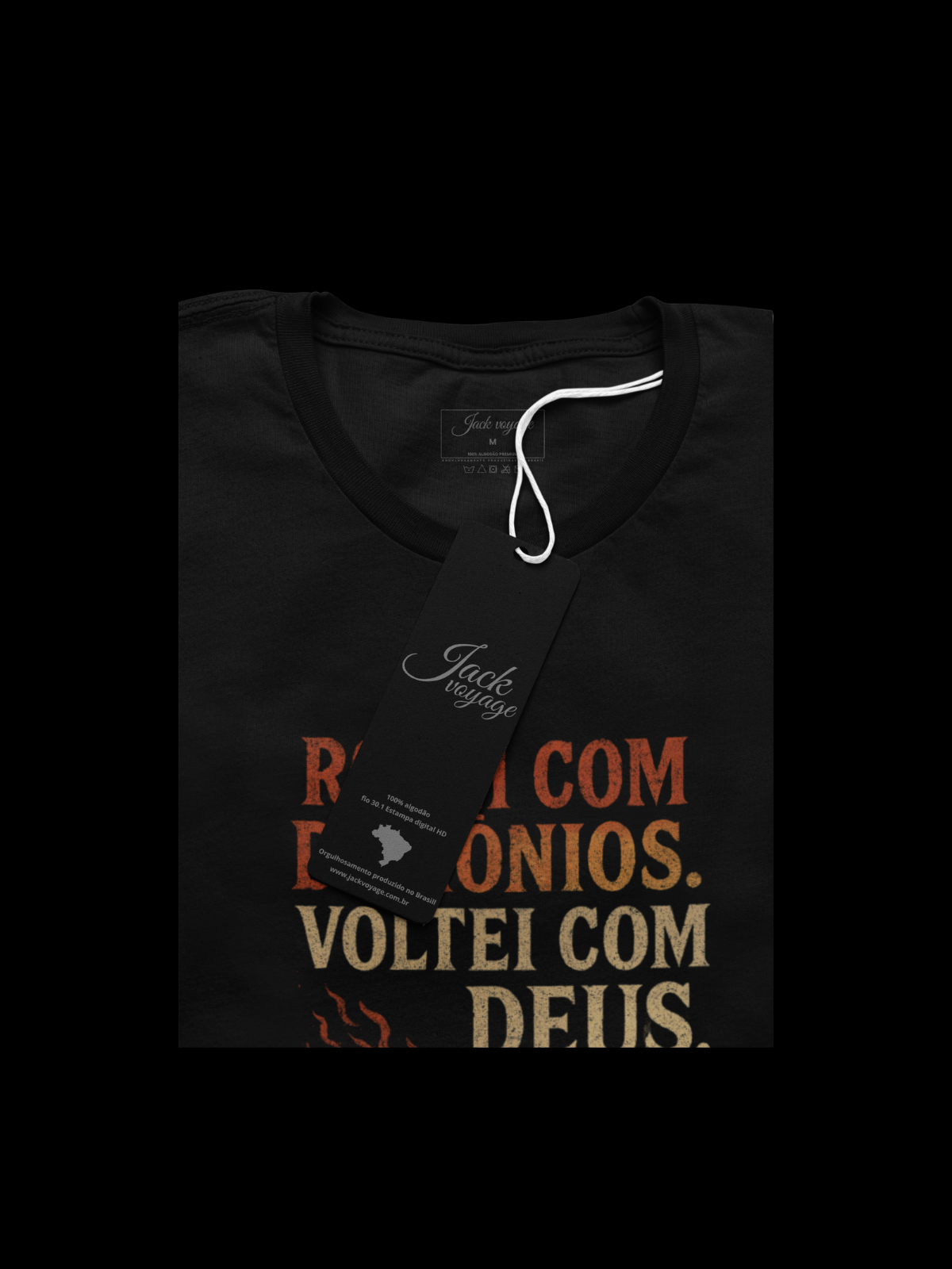 Camiseta "rodei com demônios, voltei com Deus" jackmotor©