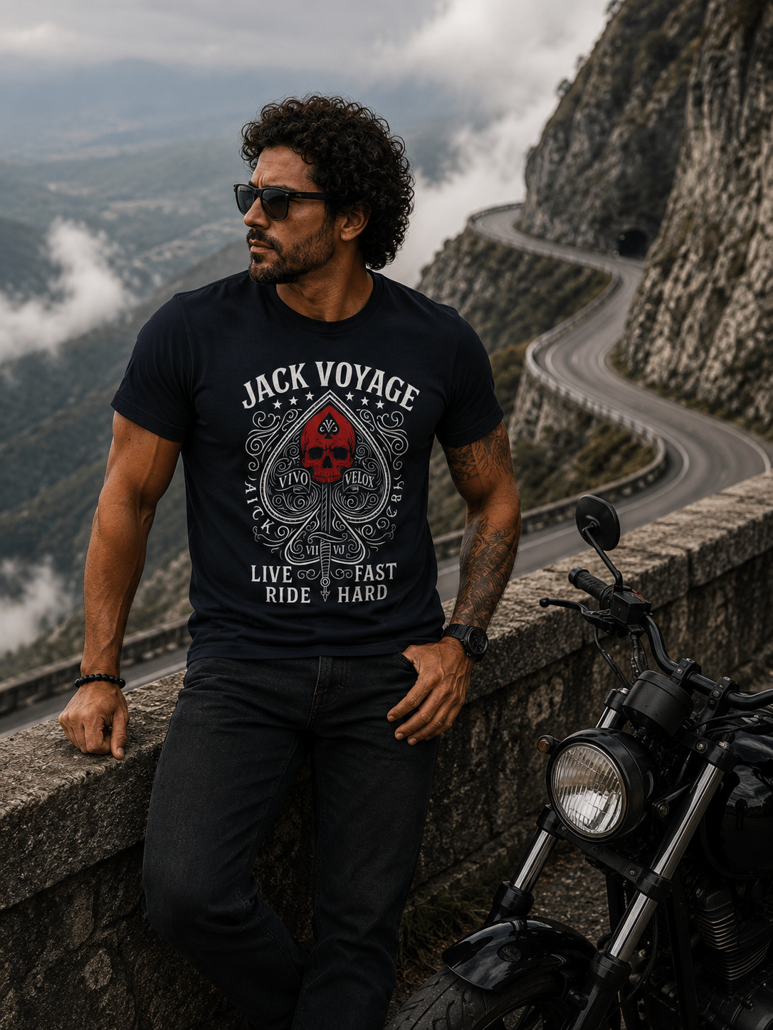 Camiseta algodão peruano Live Fast Ride Hard A