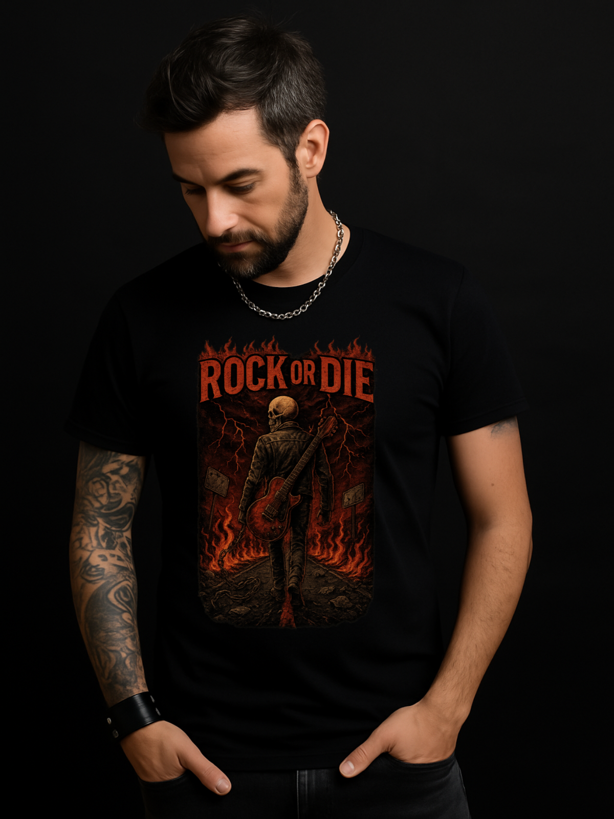 Camiseta "rock or die black"  jackreference©