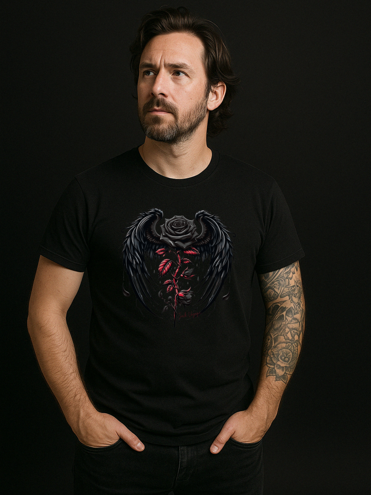Camiseta "Rosa alada Black" jackvoyage®