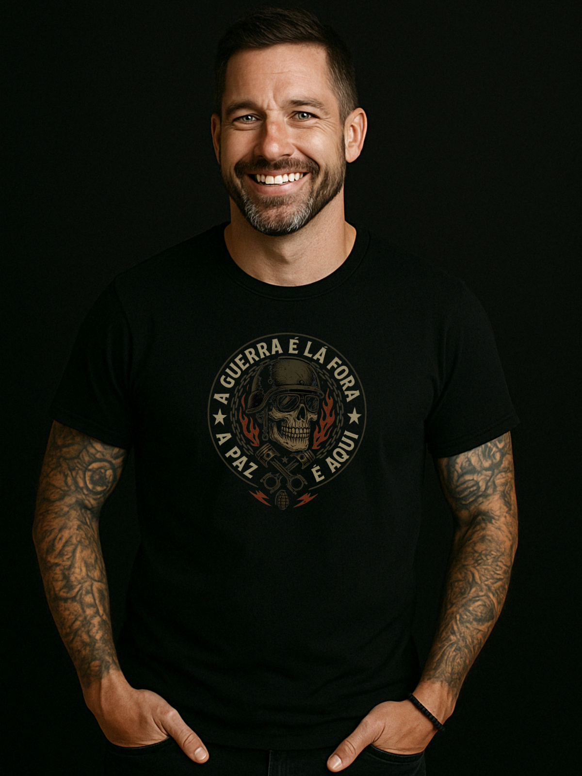 Camiseta "a guerra é la fora a paz é aqui" jackmotor©