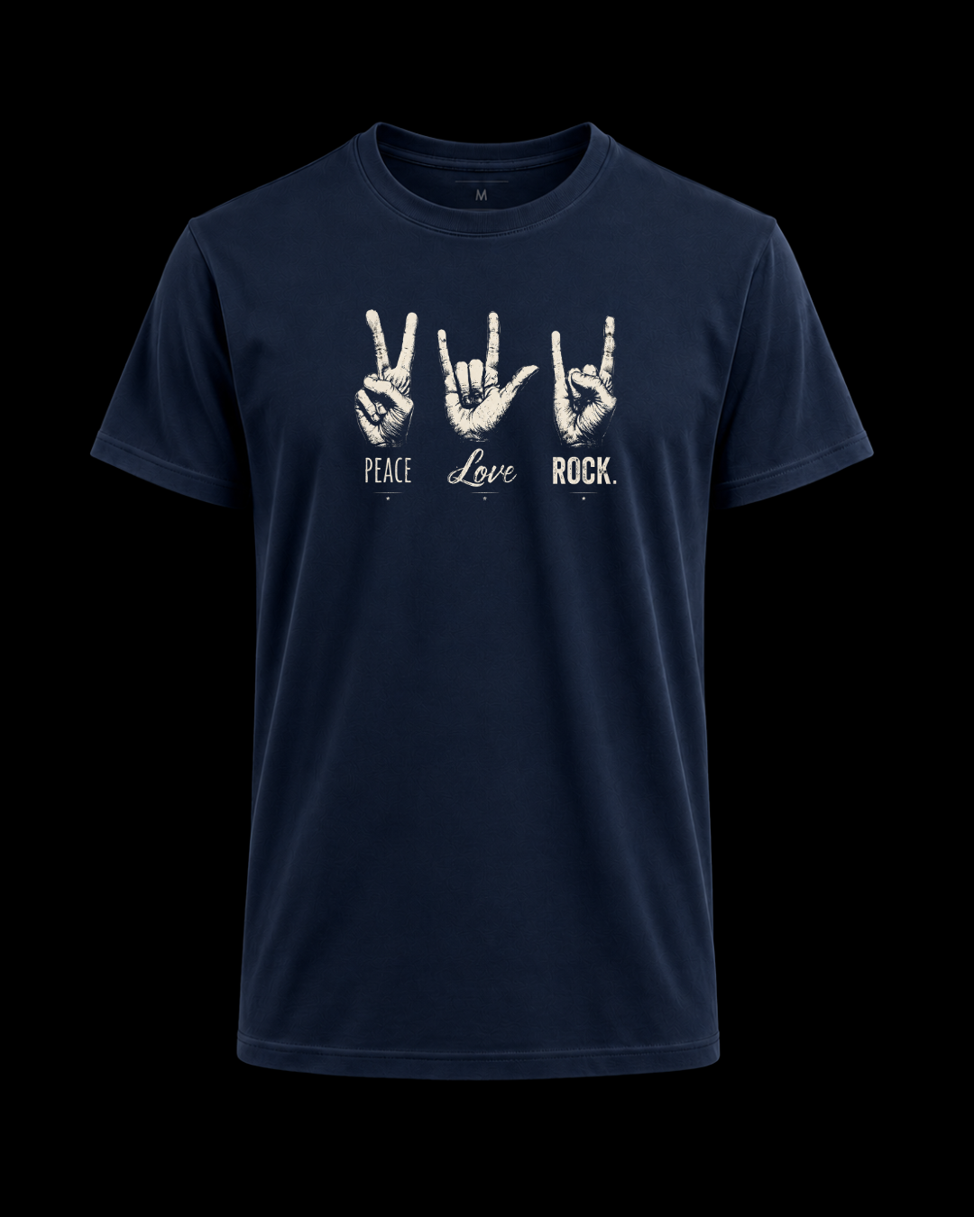 Camiseta paz amor e rock