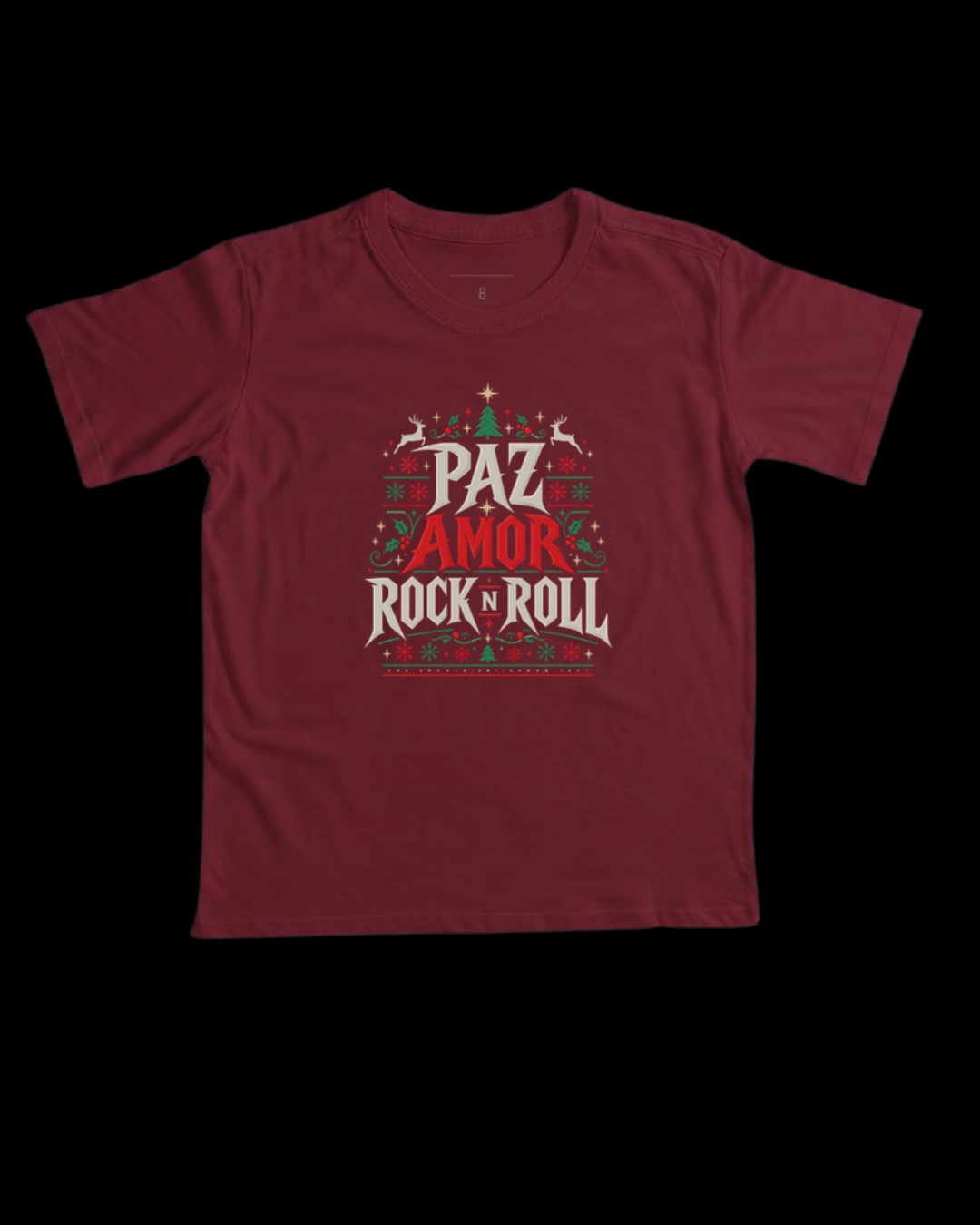 Camiseta Infantil Paz amor e rock N roll