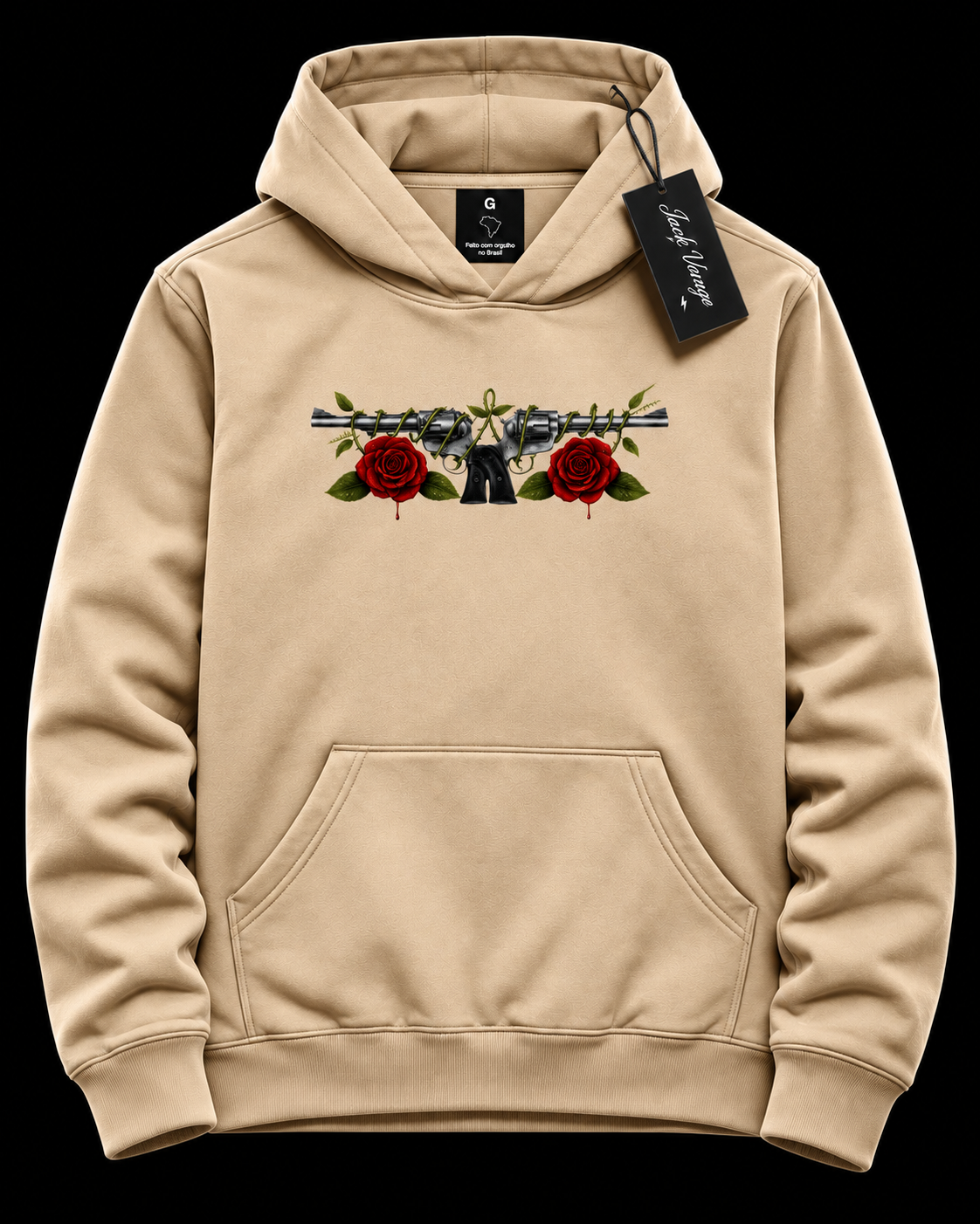 Moletom capuz armas e rosas