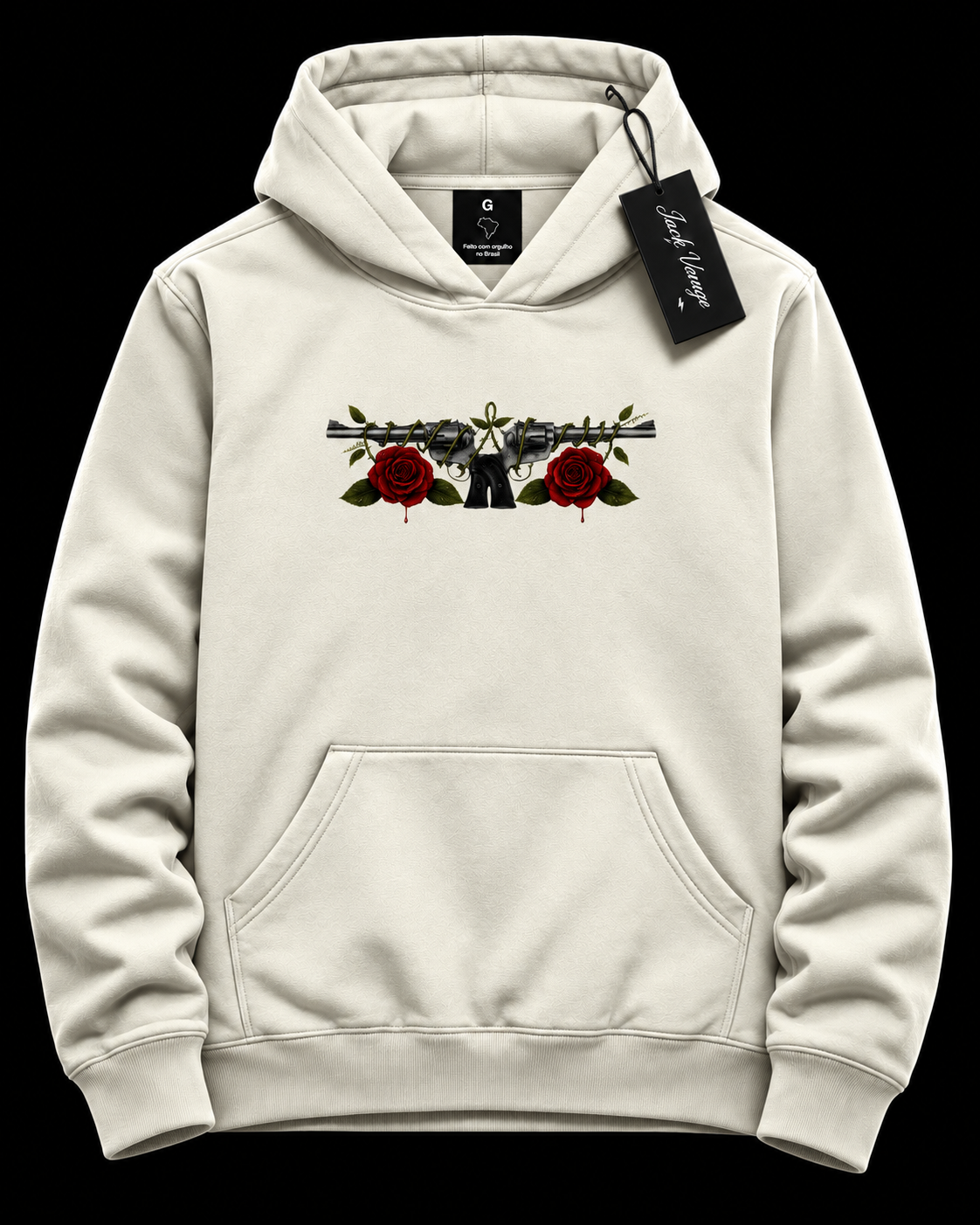 Moletom capuz armas e rosas