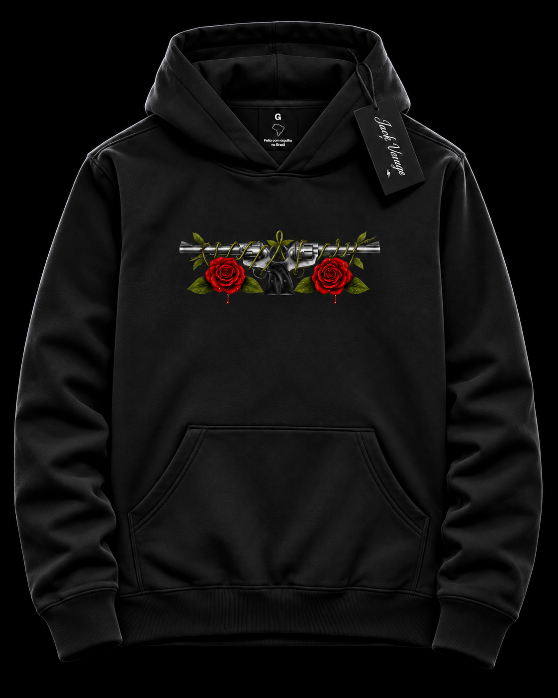 Moletom capuz armas e rosas