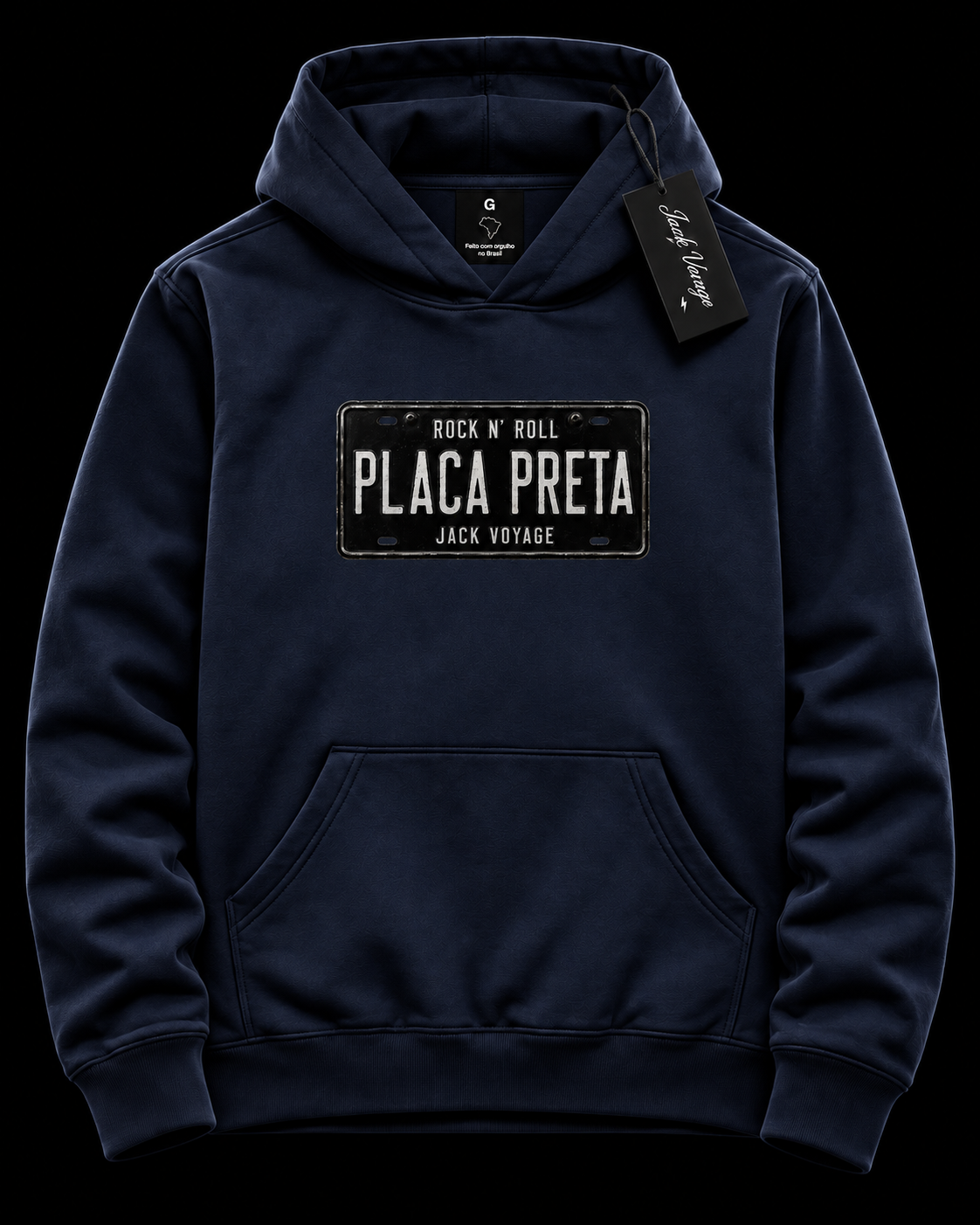 Moletom capuz placa preta