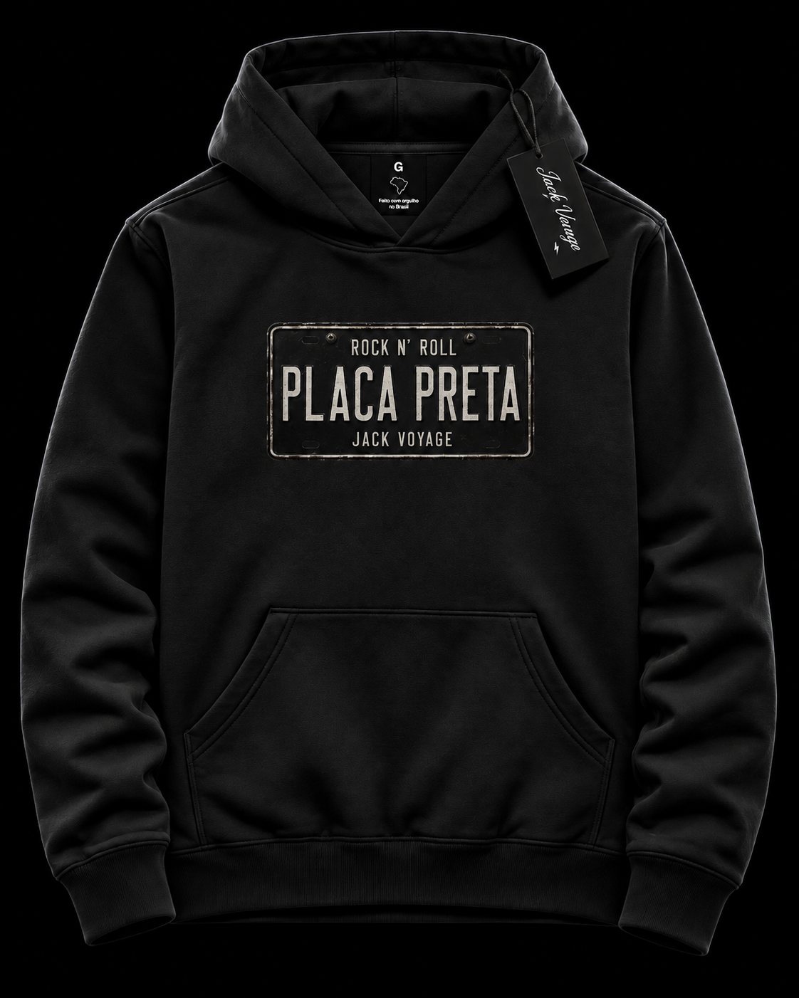 Moletom capuz placa preta jack voyage